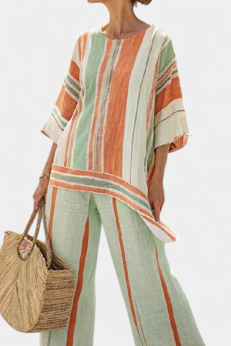 Talia | Elegant Asymmetrical Top & Wide-Leg Pants