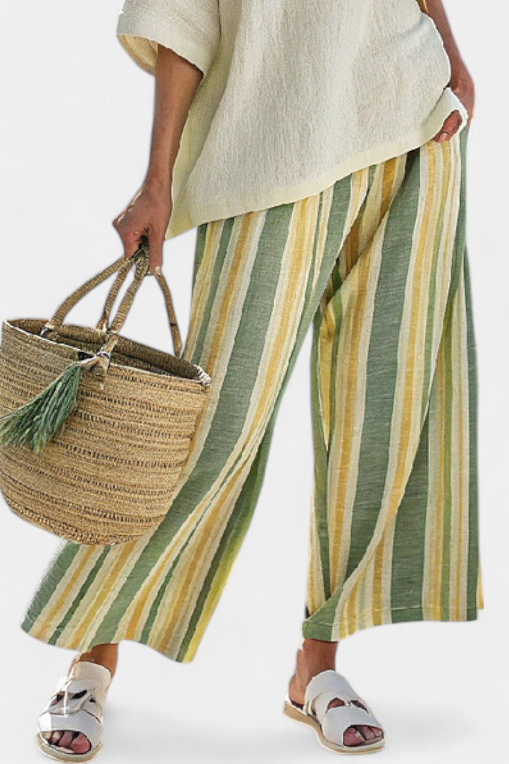 Talia | Sophisticated Top & Striped Linen Pants