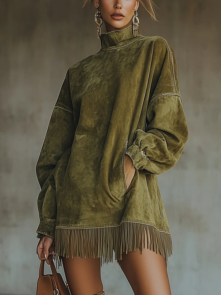 Talia | Cozy Suede Fringe Dress