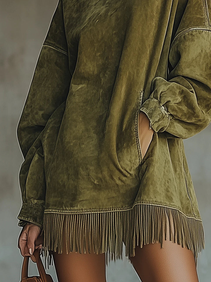 Talia | Cozy Suede Fringe Dress