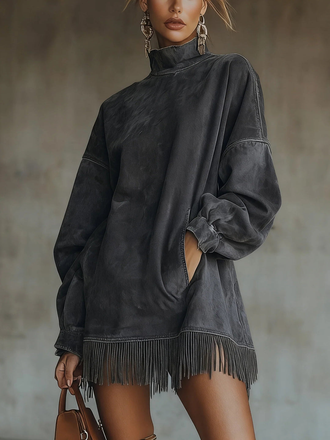 Talia | Cozy Suede Fringe Dress