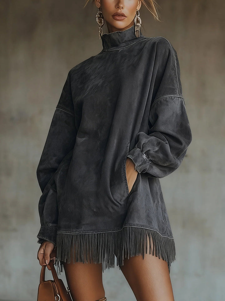 Talia | Cozy Suede Fringe Dress
