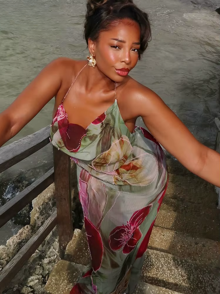 Talia | Backless Chiffon Maxi Dress