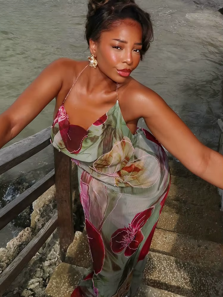 Talia | Backless Chiffon Maxi Dress