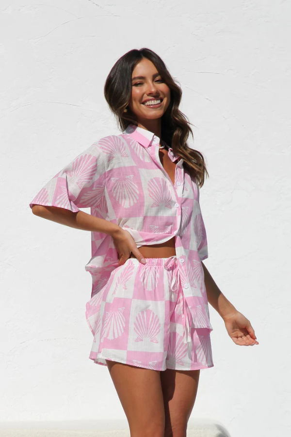 Talia | Trendy Summer Print Shirt and Short Set