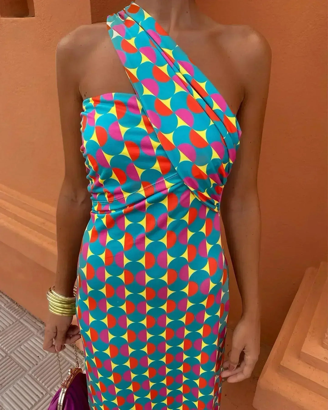 Talia | Kaeloria Oceanfall Off-Shoulder Midi Dress