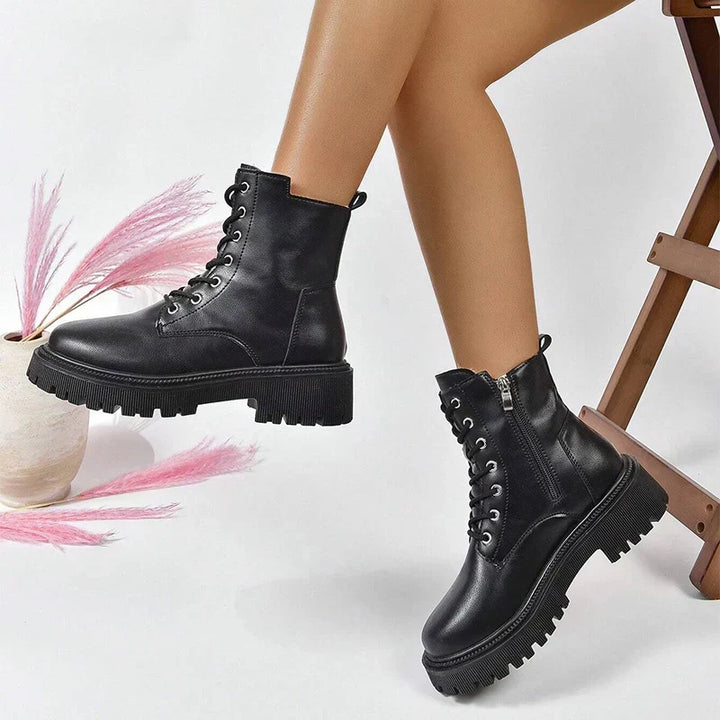 Talia | ChicPlush Plush Lace-Up Ankle Boots