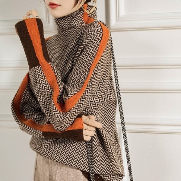 Talia | Herringbone Luxe Turtleneck