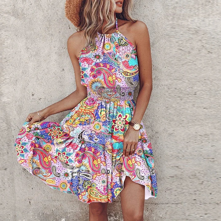 Talia | Colorful Bohemian V-Neck Midi Dress