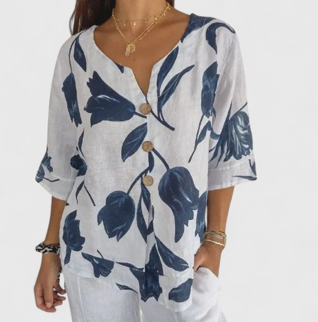Talia | Elegant Floral Print Blouse