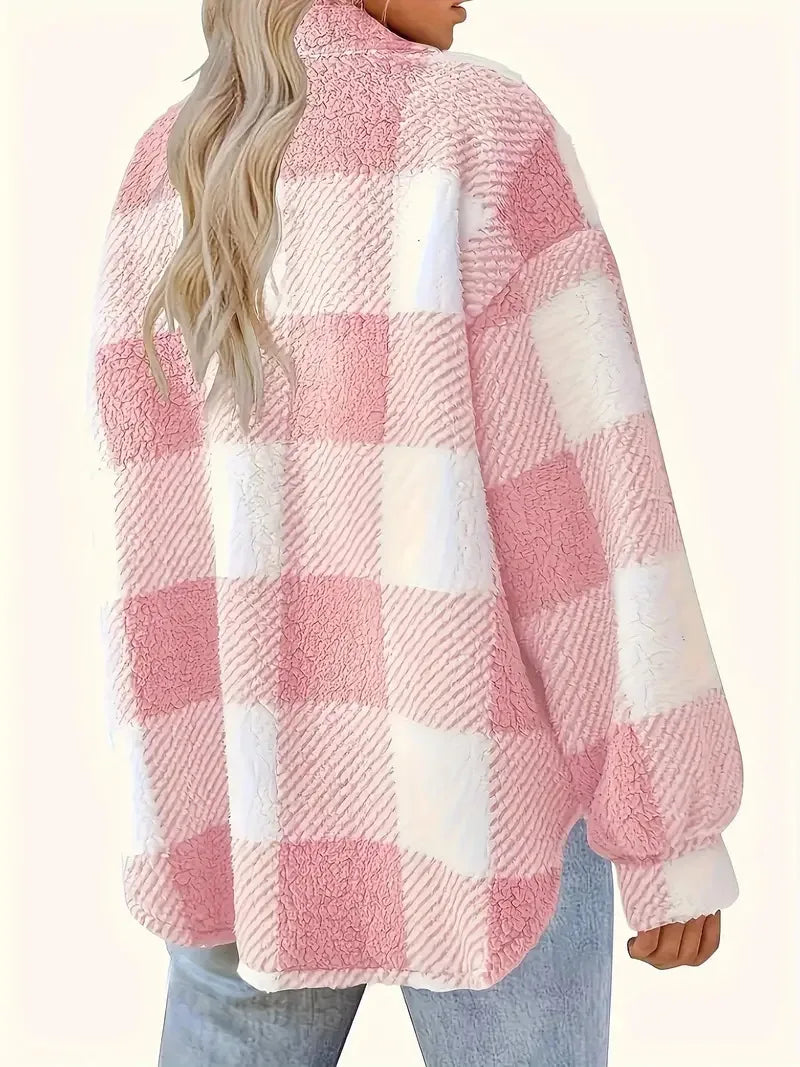 Talia | Stylish Plaid Fleece Jacket
