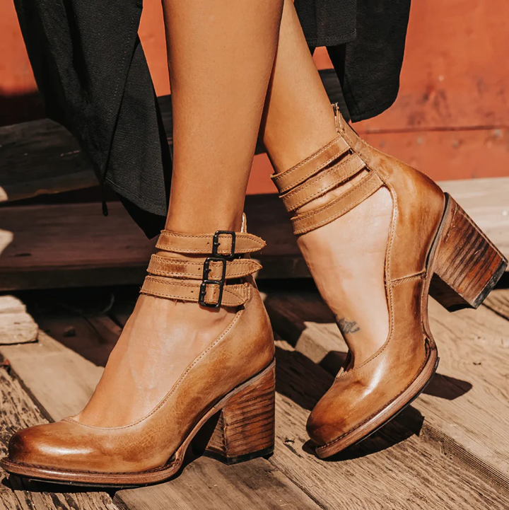 Talia | Vintage Elegance Leather Heels
