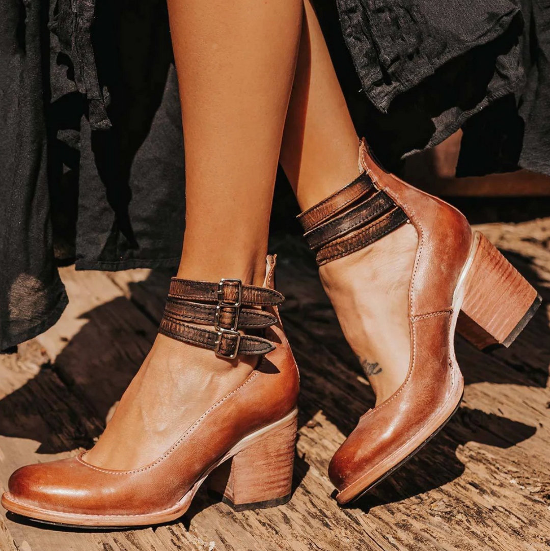 Talia | Vintage Elegance Leather Heels
