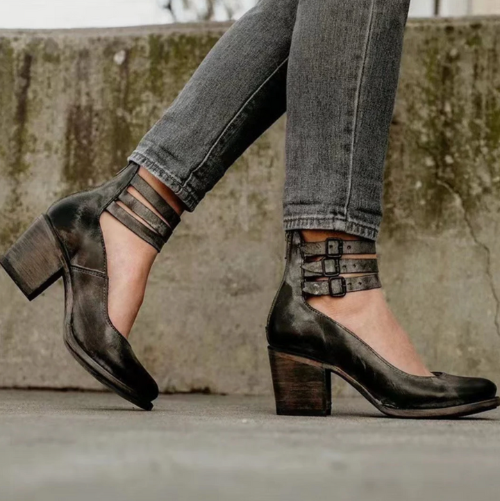 Talia | Vintage Elegance Leather Heels