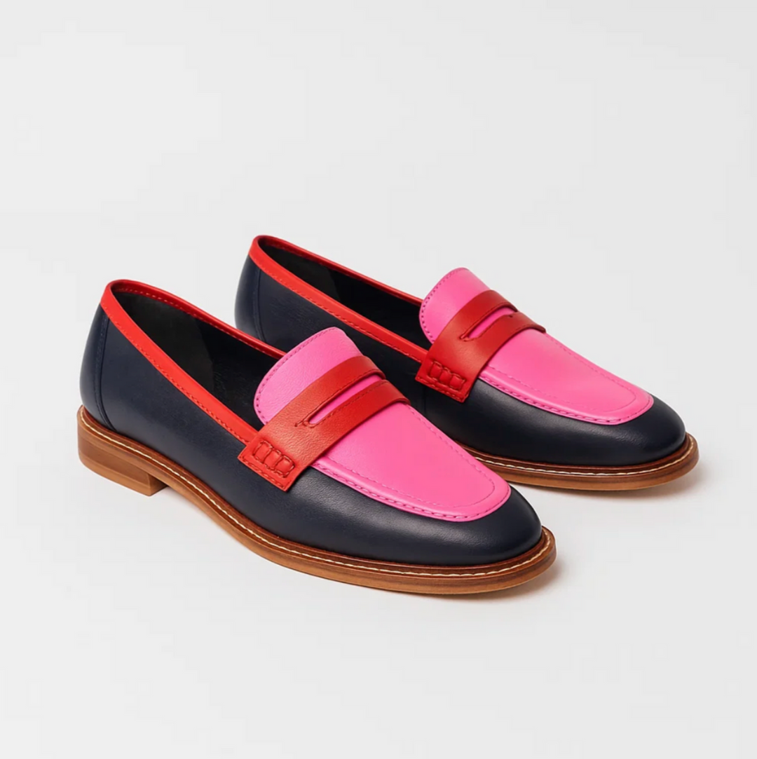 Talia | Black loafers with colourful details