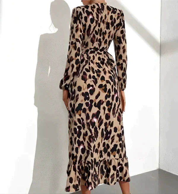 Talia | Leopard Print Autumn Maxi Dress