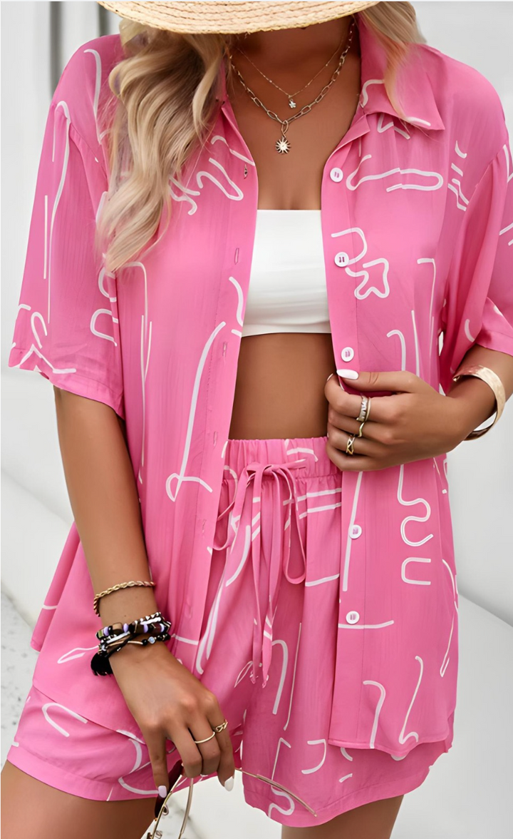 Talia | Summer Floral Printed Shirt and Shorts Set