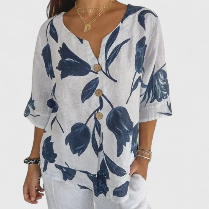 Talia | Elegant Floral Print Blouse