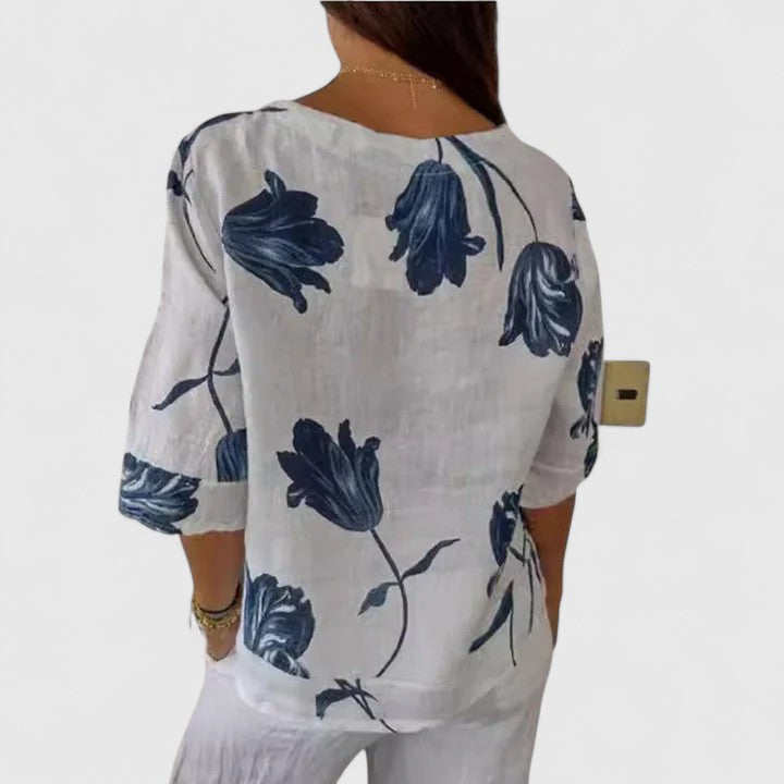 Talia | Elegant Floral Print Blouse