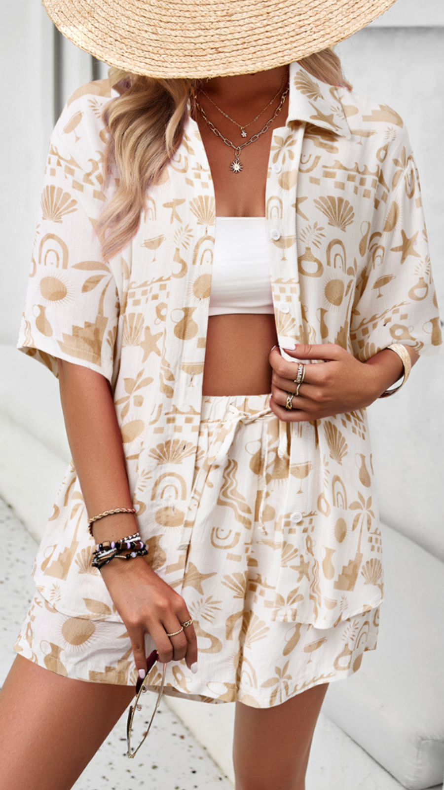 Talia | Summer Floral Printed Shirt and Shorts Set