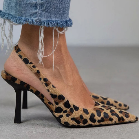 Talia | ARIONELLE LEOPARD SLINGBACK HEELS