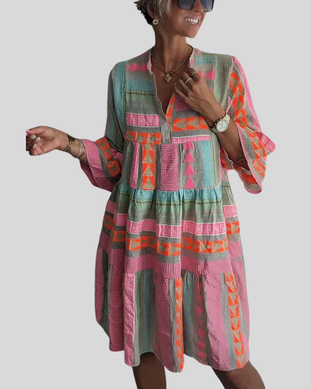 Talia | Collared Boho Tiered Swing Dress