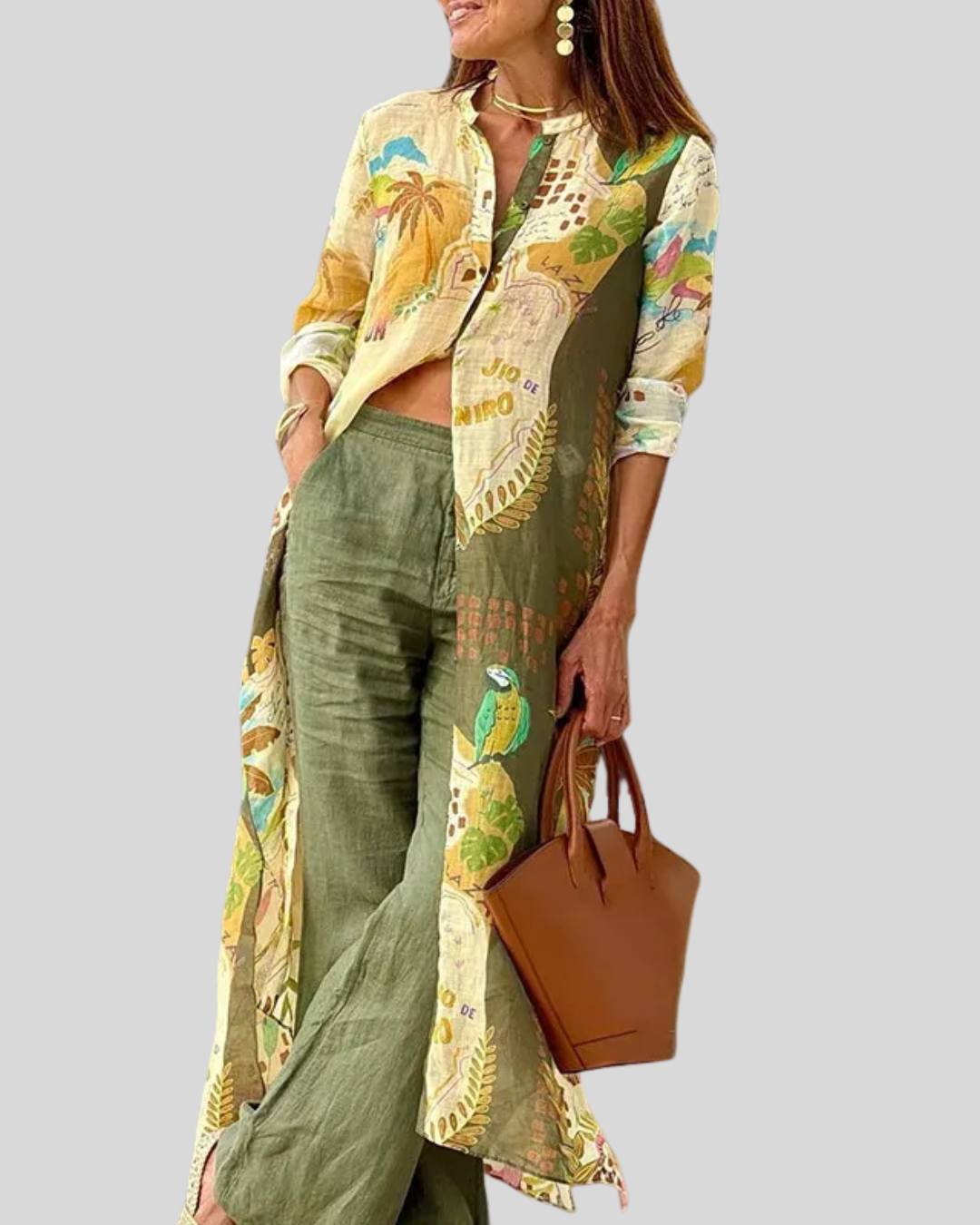 Talia | Linen Co-Ord with Midi Top & Elastic Waist Pants