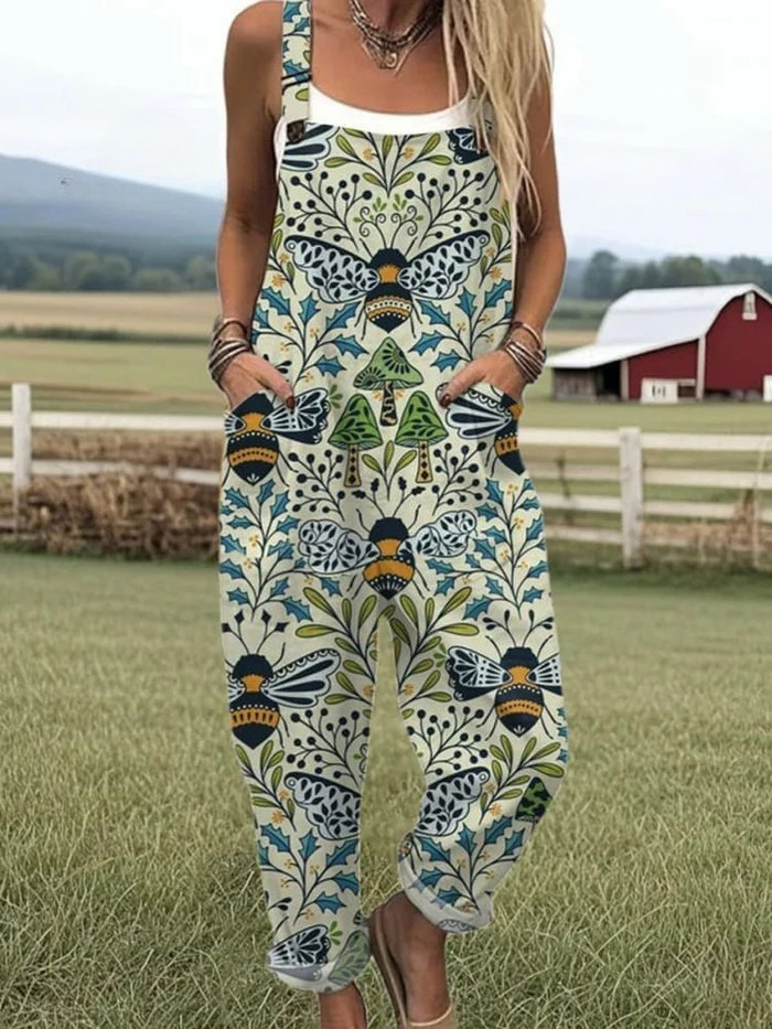 Talia | AURORA FLYING BEES EMBROIDERY PATTERN JUMPSUIT
