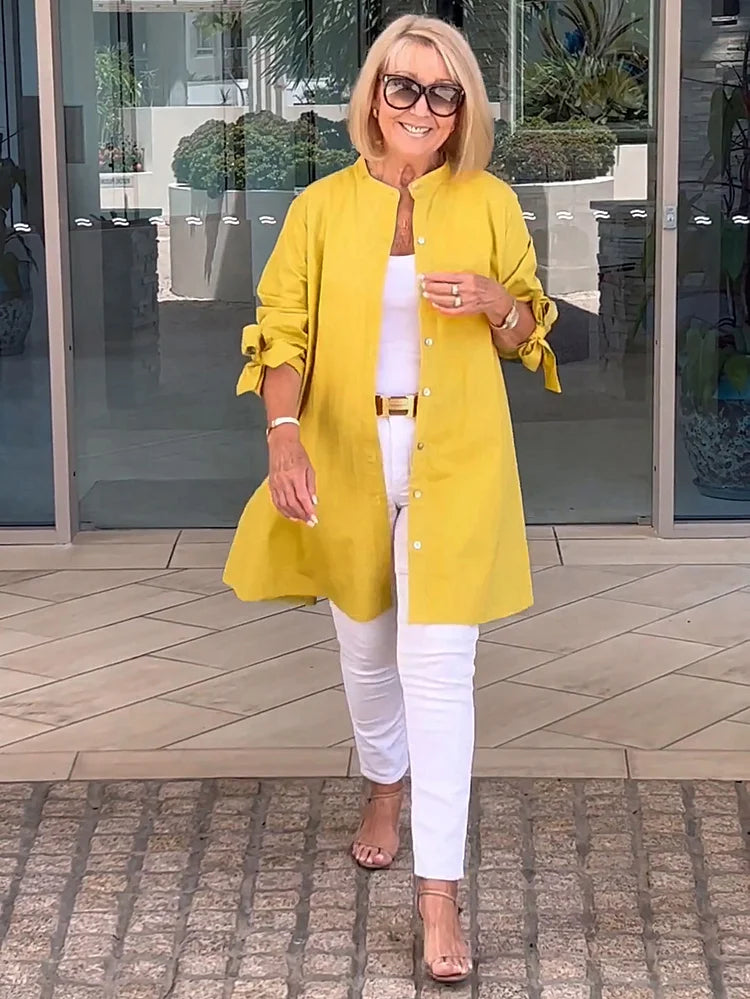 Talia | Gathered Back Cotton Shirt Jacket