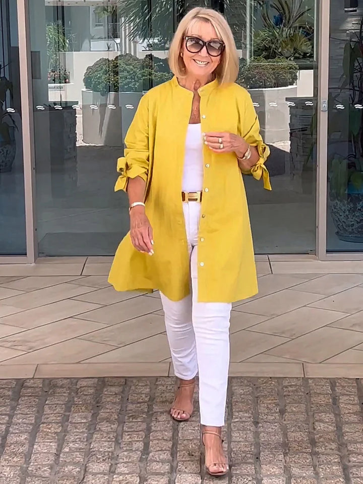 Talia | Gathered Back Cotton Shirt Jacket