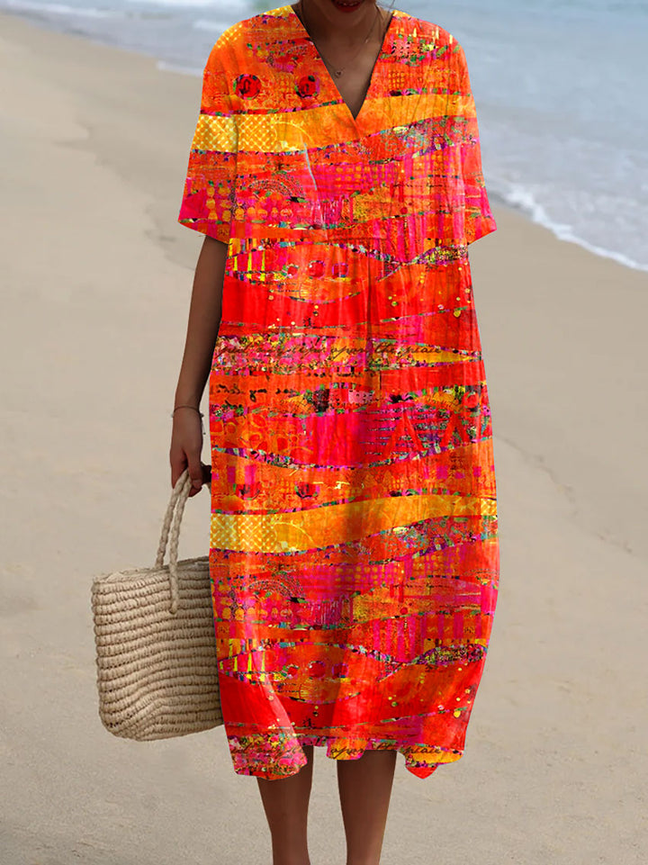 Talia | Vintage Art Print Casual Cotton and Linen