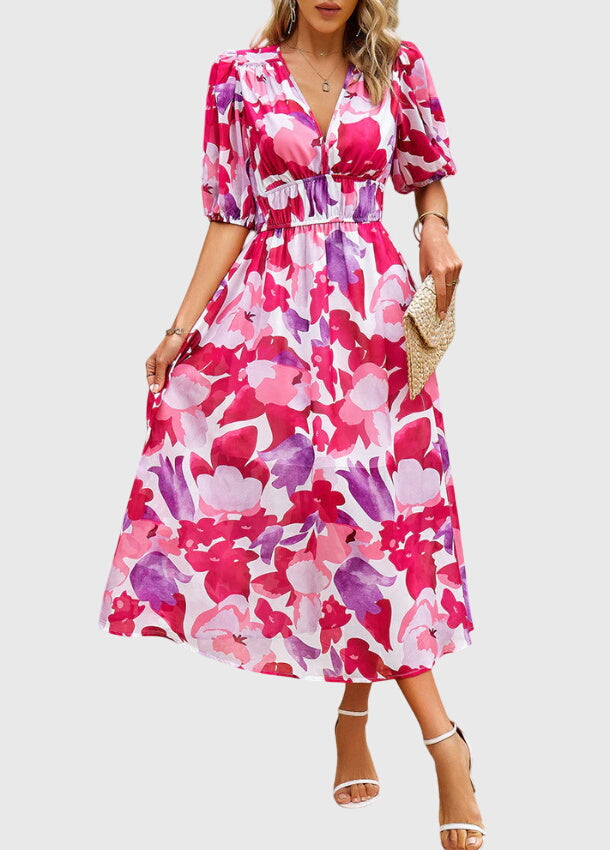 Talia | Flattering Floral Midi Dress