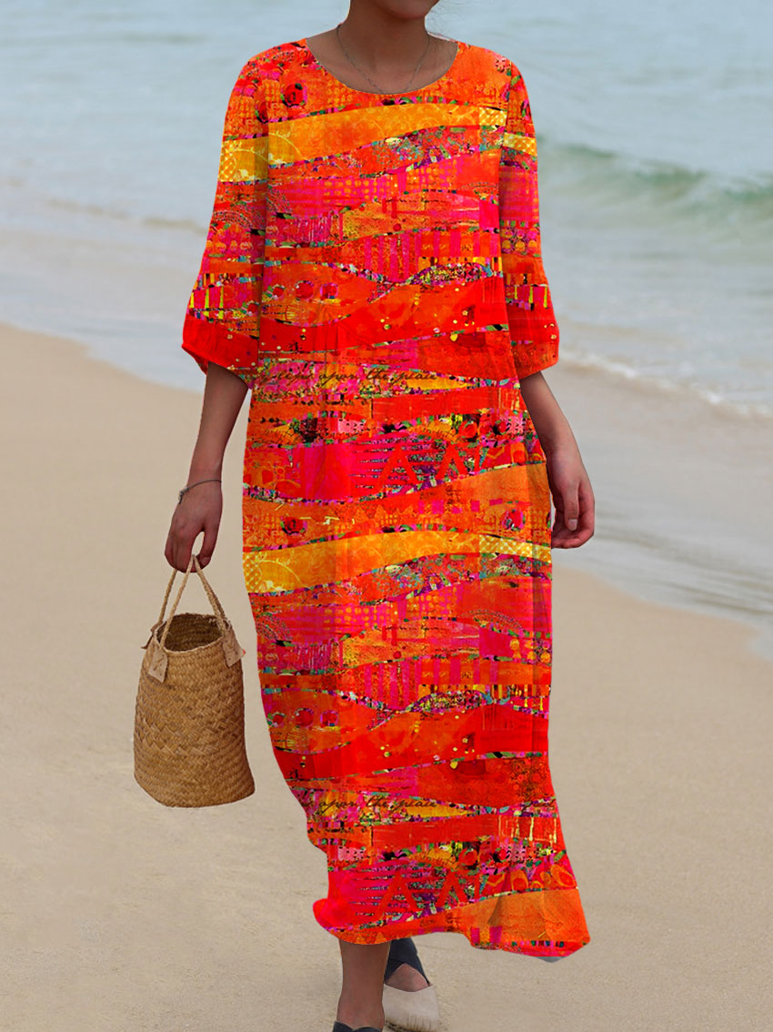 Talia | Vintage Art Print Casual Cotton and Linen