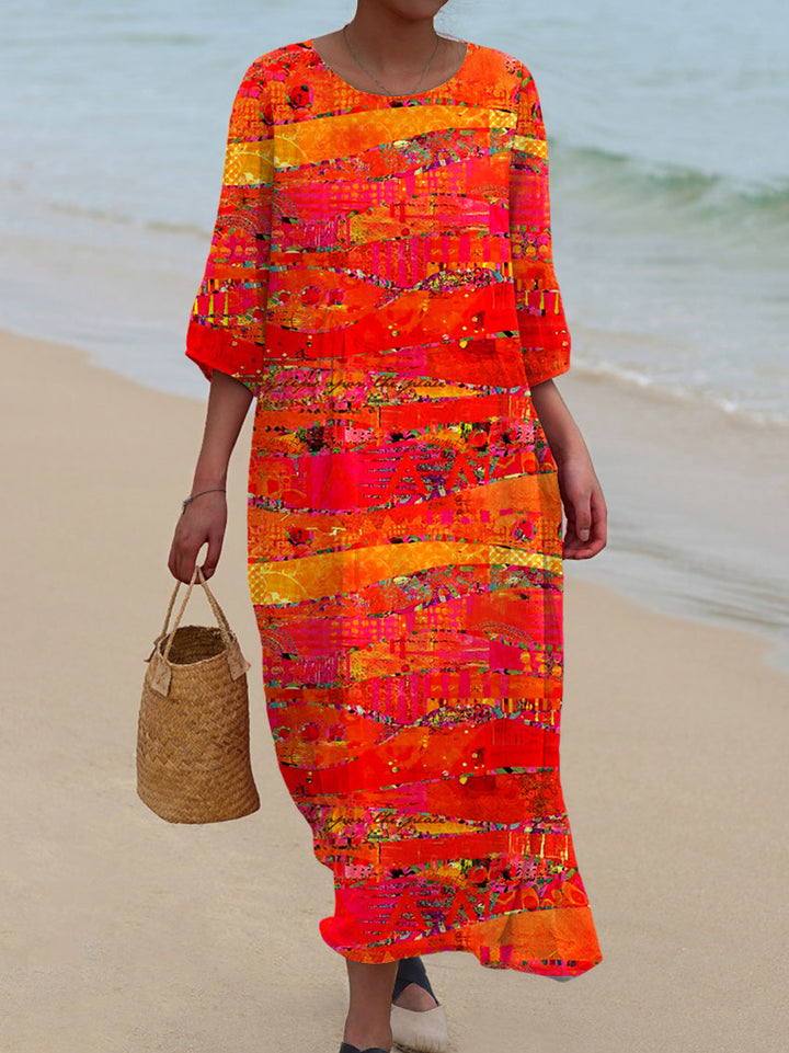 Talia | Vintage Art Print Casual Cotton and Linen