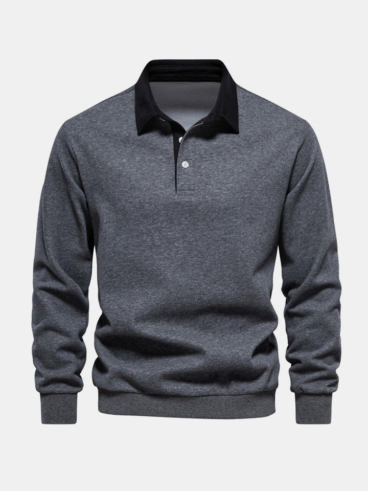 Talia | Men's Polo Collar Long Sleeve Sweatshirt