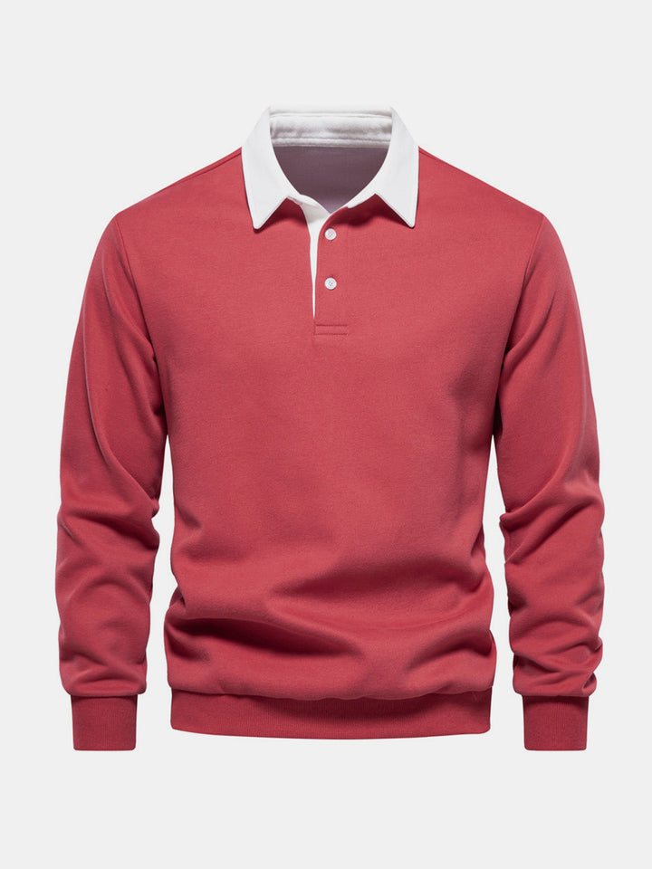Talia | Men's Polo Collar Long Sleeve Sweatshirt