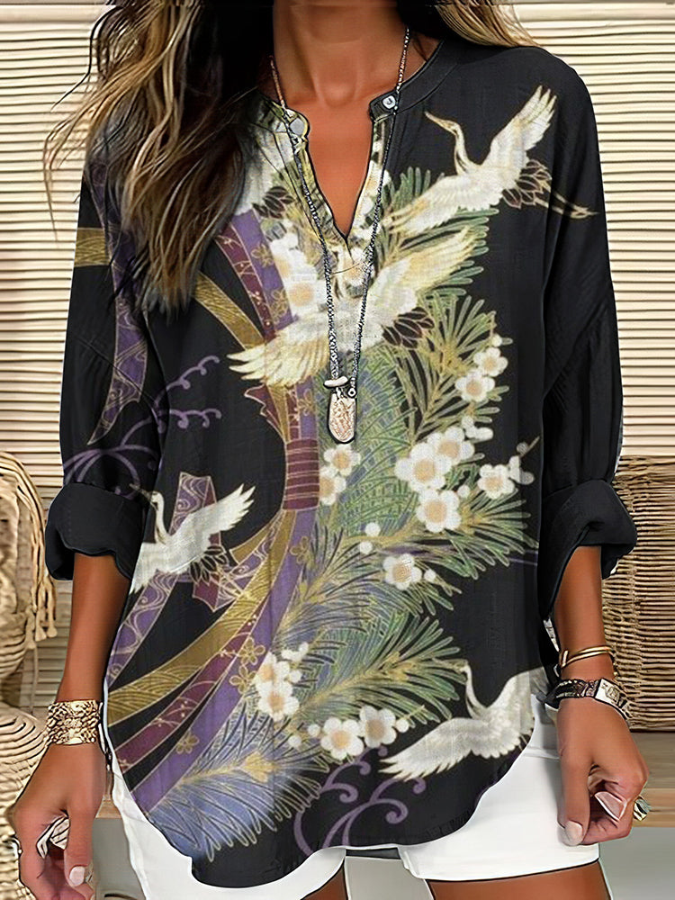 Talia | Elegant Flight Print Blouse