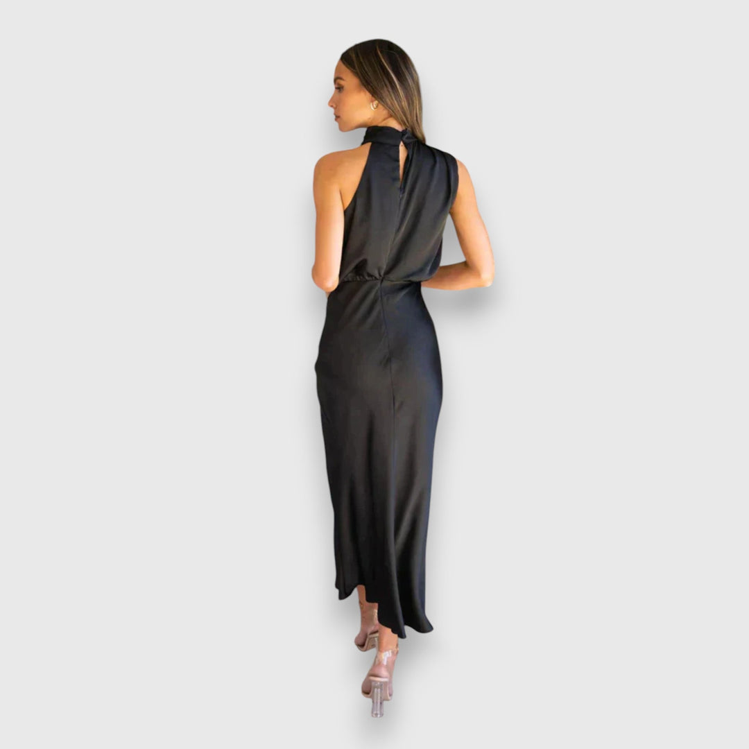 Talia | Elegant Satin Halter Dress