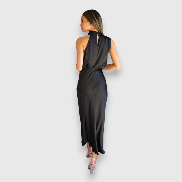 Talia | Elegant Satin Halter Dress
