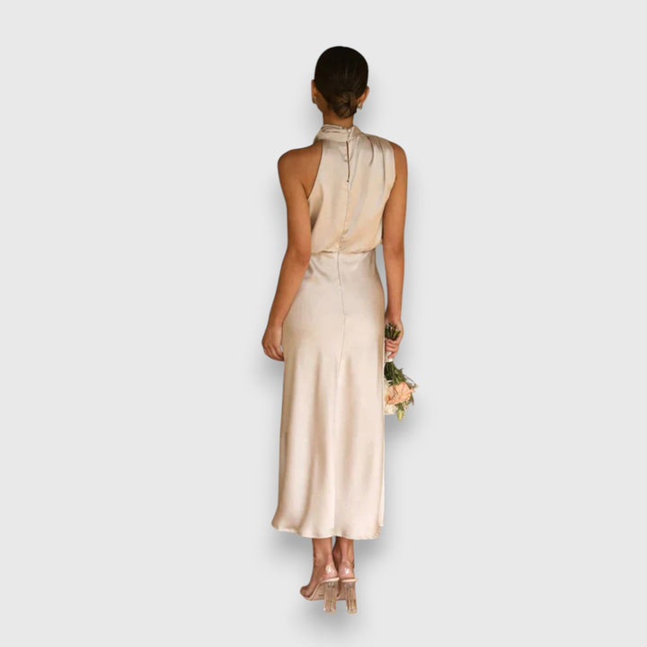 Talia | Elegant Satin Halter Dress