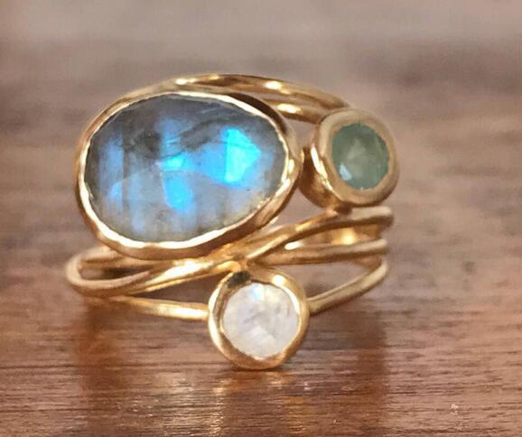 Talia | Vintage Inset Blue Moonstone Ring