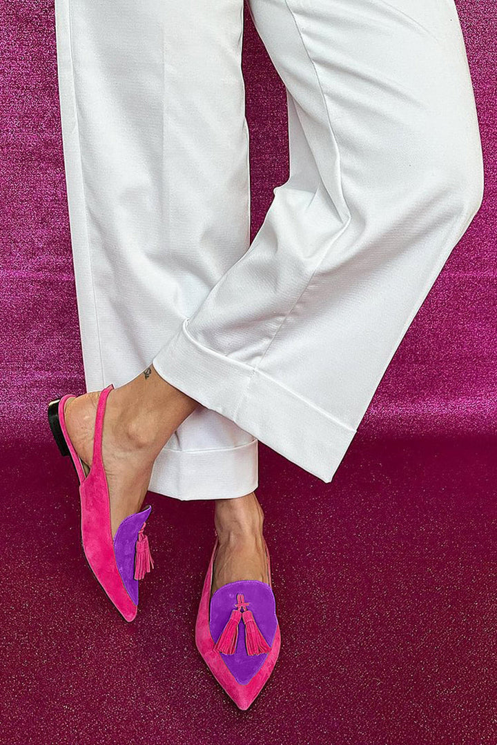 Talia | Colourful Ballerinas with Fringes and Decorative Ankle Strap