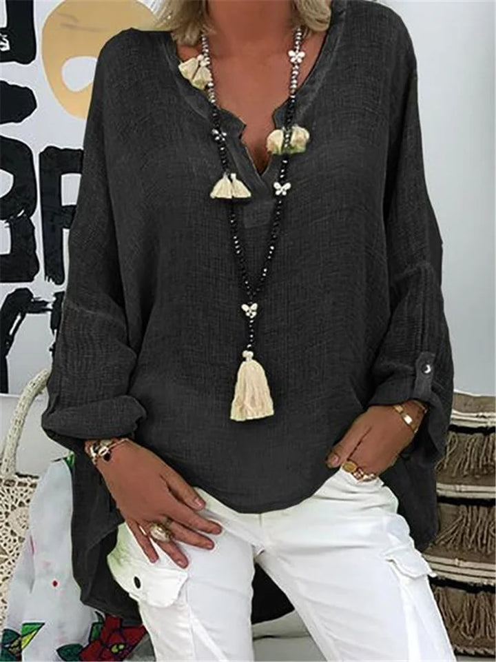 Talia | Basic Solid Long Sleeve Shirt