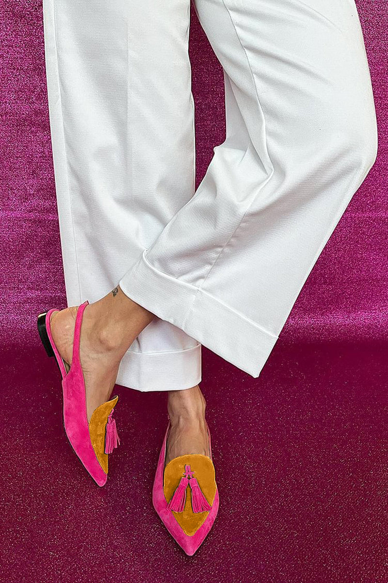 Talia | Colourful Ballerinas with Fringes and Decorative Ankle Strap