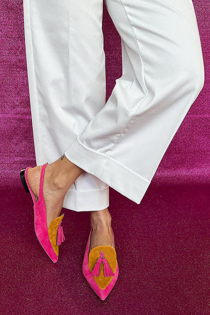 Talia | Colourful Ballerinas with Fringes and Decorative Ankle Strap