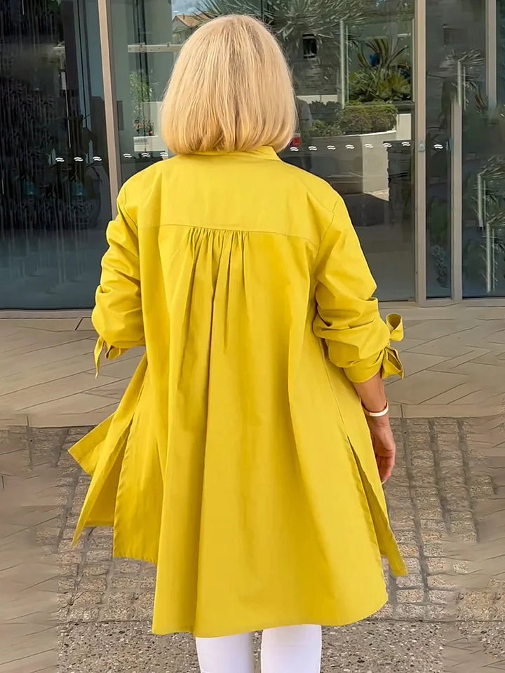 Talia | Gathered Back Cotton Shirt Jacket