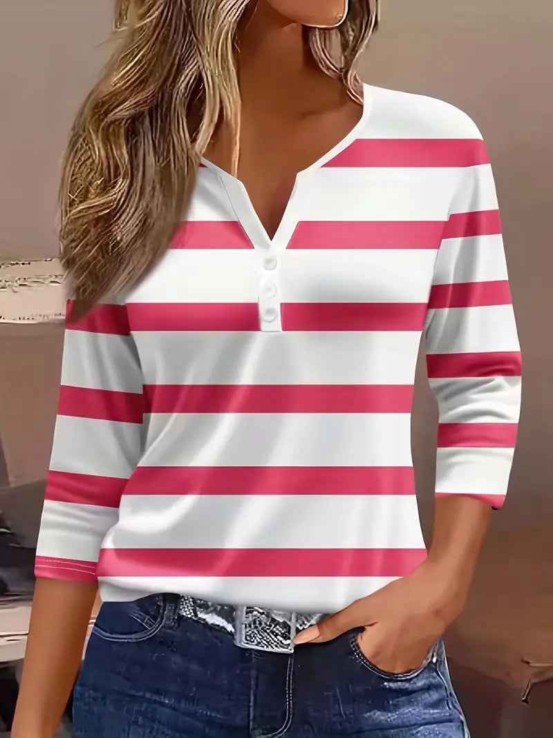 Talia | Myrravyn Dakota Jane Striped V-Neck Top
