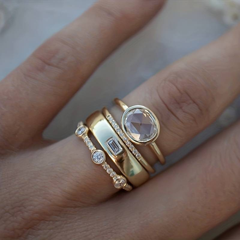 Talia | Vintage Gold & Zirconia Ring Set