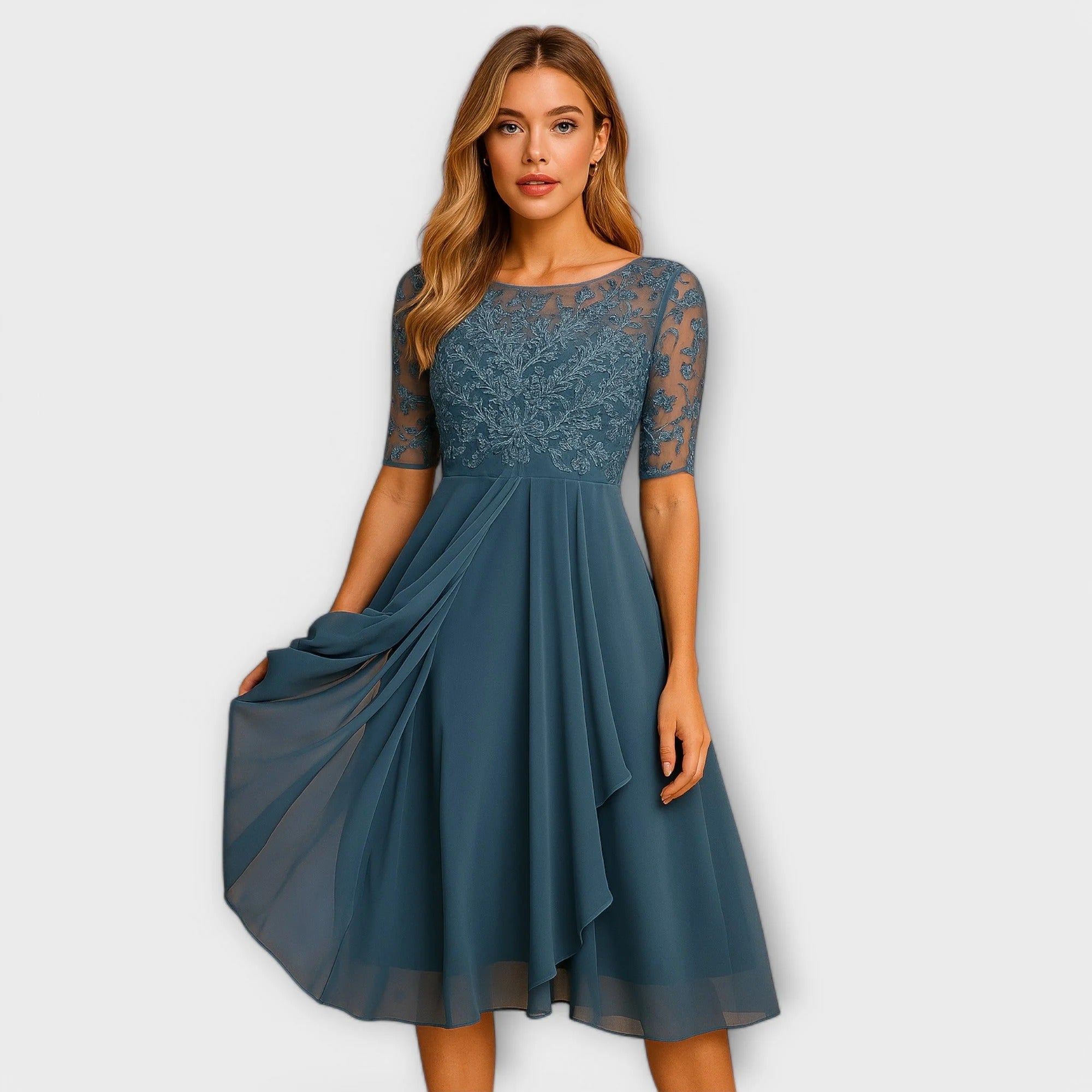 Talia | Graceful Flowing Lace Midi Dress