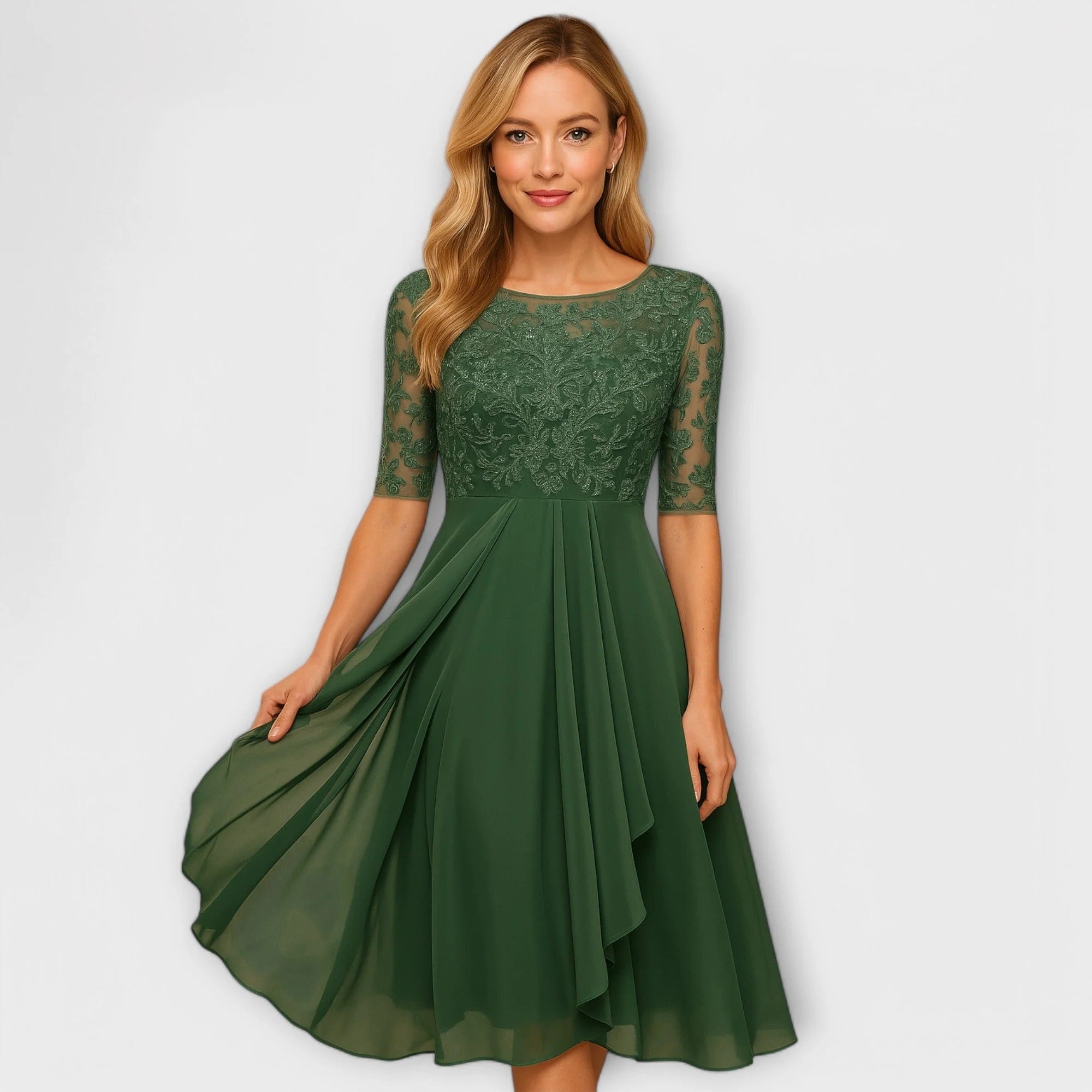 Talia | Graceful Flowing Lace Midi Dress